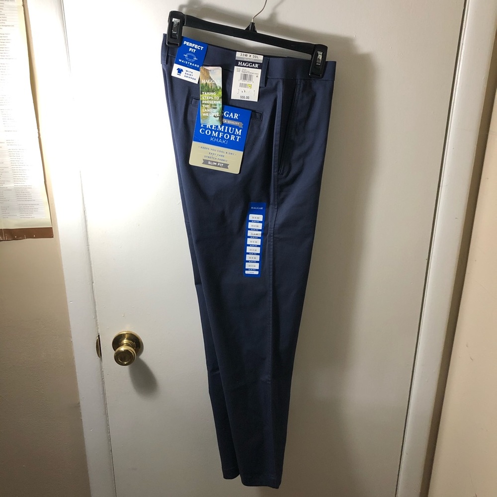 NWT Haggar Men’s 33x30 Navy Dress Pants